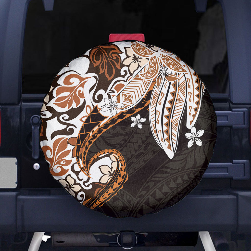 Monstera Plumeria Flowers Orange Spare Tire Cover Polynesian Pattern LT01 No hole Orange - Polynesian Pride