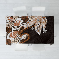 Monstera Plumeria Flowers Orange Tablecloth Polynesian Pattern
