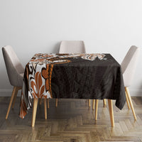 Monstera Plumeria Flowers Orange Tablecloth Polynesian Pattern