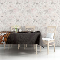 Monstera Plumeria Flowers Orange Tablecloth Polynesian Pattern