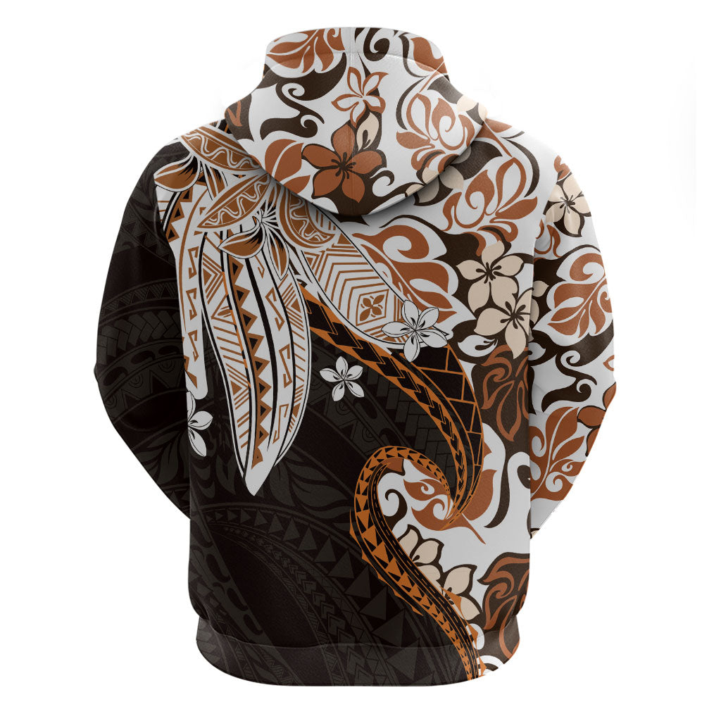 Monstera Plumeria Flowers Orange Zip Hoodie Polynesian Pattern LT01 - Polynesian Pride