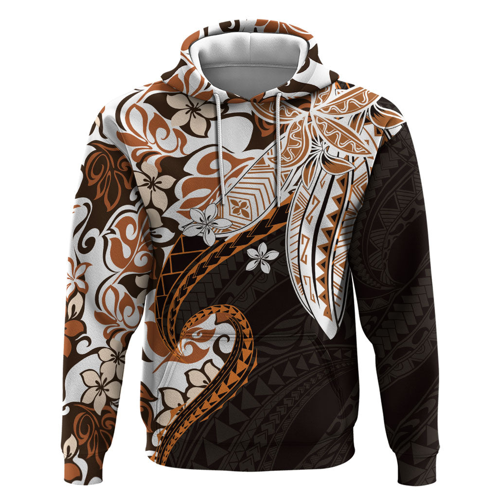 Monstera Plumeria Flowers Orange Zip Hoodie Polynesian Pattern LT01 Pullover Hoodie Orange - Polynesian Pride