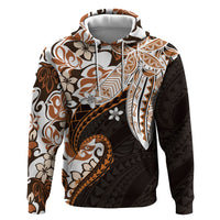 Monstera Plumeria Flowers Orange Zip Hoodie Polynesian Pattern LT01 Pullover Hoodie Orange - Polynesian Pride