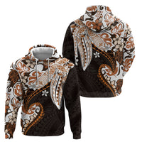 Monstera Plumeria Flowers Orange Zip Hoodie Polynesian Pattern LT01 - Polynesian Pride