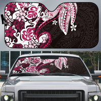 Monstera Plumeria Flowers Pink Auto Sun Shade Polynesian Pattern