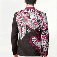 Monstera Plumeria Flowers Pink Blazer Polynesian Pattern