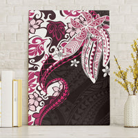 Monstera Plumeria Flowers Pink Canvas Wall Art Polynesian Pattern