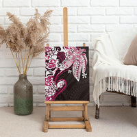 Monstera Plumeria Flowers Pink Canvas Wall Art Polynesian Pattern