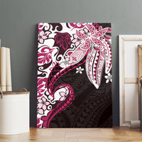 Monstera Plumeria Flowers Pink Canvas Wall Art Polynesian Pattern