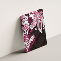 Monstera Plumeria Flowers Pink Canvas Wall Art Polynesian Pattern