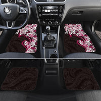 Monstera Plumeria Flowers Pink Car Mats Polynesian Pattern