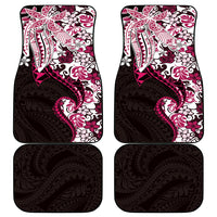 Monstera Plumeria Flowers Pink Car Mats Polynesian Pattern