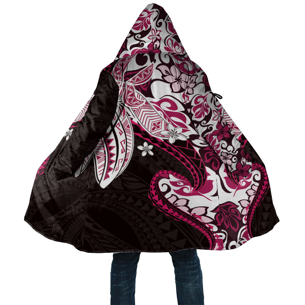 Monstera Plumeria Flowers Pink Cloak Polynesian Pattern LT01 Unisex Pink - Polynesian Pride