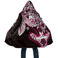 Monstera Plumeria Flowers Pink Cloak Polynesian Pattern