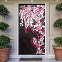 Monstera Plumeria Flowers Pink Door Cover Polynesian Pattern LT01 Pink - Polynesian Pride