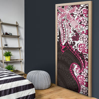 Monstera Plumeria Flowers Pink Door Cover Polynesian Pattern LT01 - Polynesian Pride