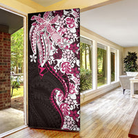 Monstera Plumeria Flowers Pink Door Cover Polynesian Pattern LT01 - Polynesian Pride