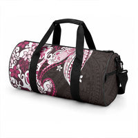 Monstera Plumeria Flowers Pink Duffle Bag Polynesian Pattern