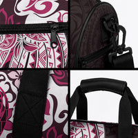 Monstera Plumeria Flowers Pink Duffle Bag Polynesian Pattern