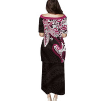 Monstera Plumeria Flowers Pink Family Matching Puletasi and Hawaiian Shirt Polynesian Pattern LT01 - Polynesian Pride