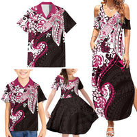 Monstera Plumeria Flowers Pink Family Matching Summer Maxi Dress and Hawaiian Shirt Polynesian Pattern LT01 - Polynesian Pride