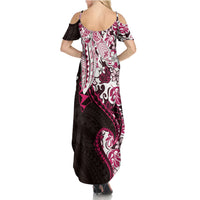 Monstera Plumeria Flowers Pink Family Matching Summer Maxi Dress and Hawaiian Shirt Polynesian Pattern LT01 - Polynesian Pride