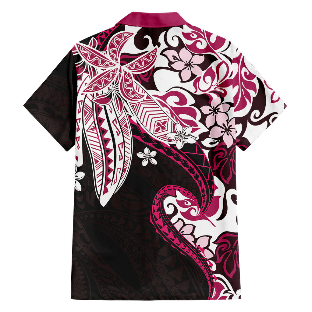Monstera Plumeria Flowers Pink Hawaiian Shirt Polynesian Pattern