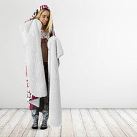 Monstera Plumeria Flowers Pink Hooded Blanket Polynesian Pattern