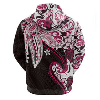 Monstera Plumeria Flowers Pink Hoodie Polynesian Pattern LT01 - Polynesian Pride