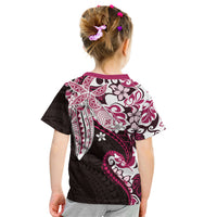 Monstera Plumeria Flowers Pink Kid T Shirt Polynesian Pattern