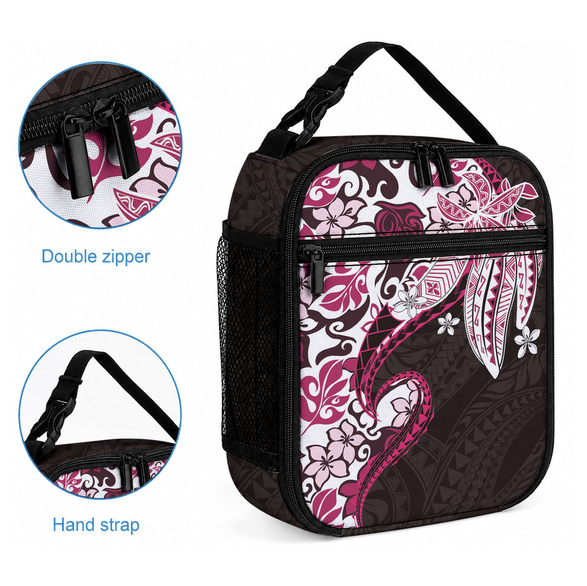 Monstera Plumeria Flowers Pink Lunch Bag Polynesian Pattern LT01 - Polynesian Pride