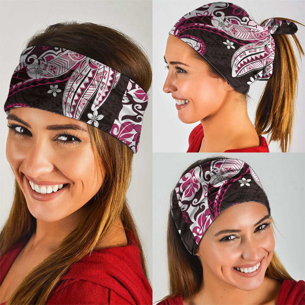 Monstera Plumeria Flowers Pink Neck Gaiter Polynesian Pattern