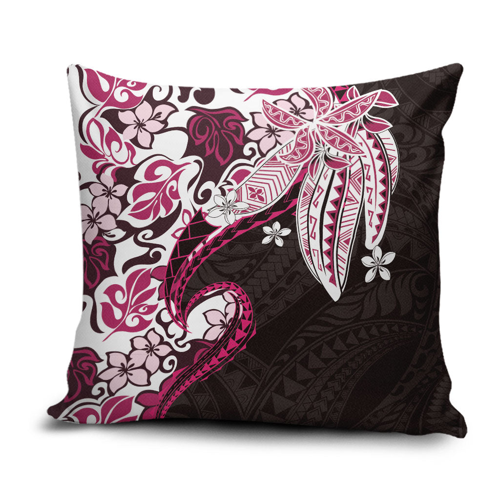 Monstera Plumeria Flowers Pink Pillow Cover Polynesian Pattern LT01 Pink - Polynesian Pride