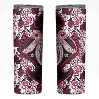 Monstera Plumeria Flowers Pink Skinny Tumbler Polynesian Pattern LT01 Pink - Polynesian Pride