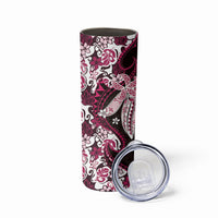 Monstera Plumeria Flowers Pink Skinny Tumbler Polynesian Pattern LT01 - Polynesian Pride