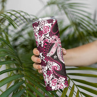 Monstera Plumeria Flowers Pink Skinny Tumbler Polynesian Pattern LT01 - Polynesian Pride