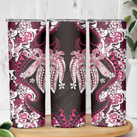 Monstera Plumeria Flowers Pink Skinny Tumbler Polynesian Pattern LT01 - Polynesian Pride