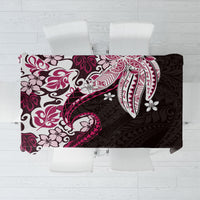 Monstera Plumeria Flowers Pink Tablecloth Polynesian Pattern