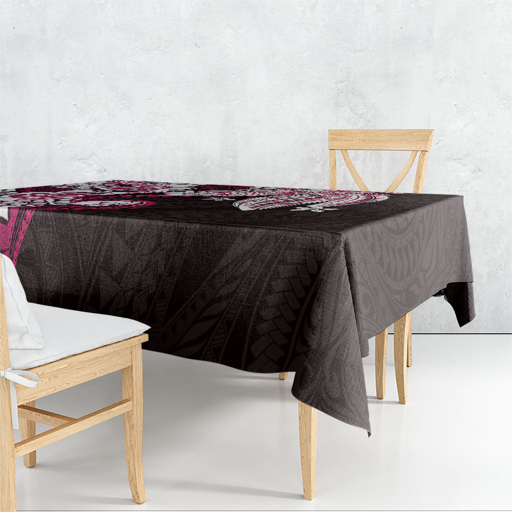 Monstera Plumeria Flowers Pink Tablecloth Polynesian Pattern