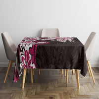Monstera Plumeria Flowers Pink Tablecloth Polynesian Pattern