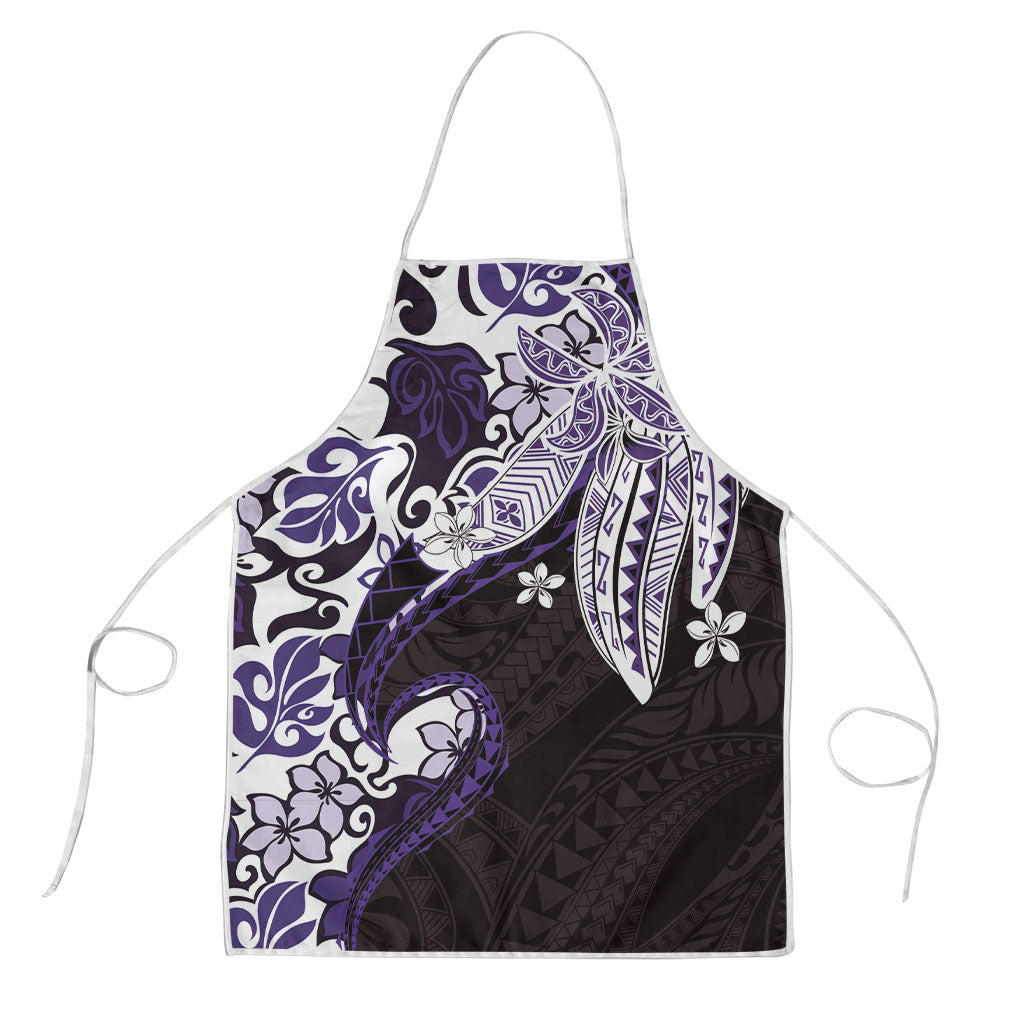 Monstera Plumeria Flowers Purple Apron Polynesian Pattern LT01 Purple - Polynesian Pride