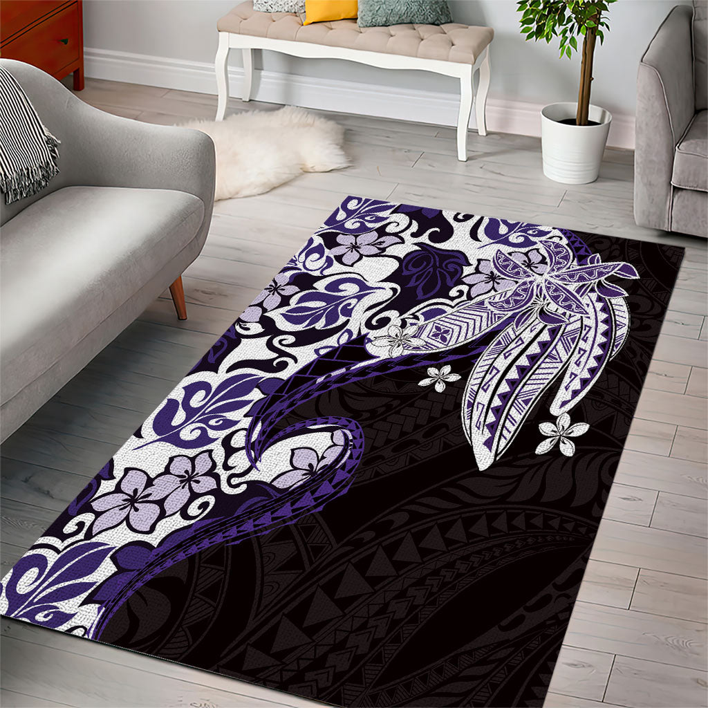 Monstera Plumeria Flowers Purple Area Rug Polynesian Pattern LT01 - Polynesian Pride
