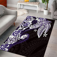 Monstera Plumeria Flowers Purple Area Rug Polynesian Pattern LT01 - Polynesian Pride