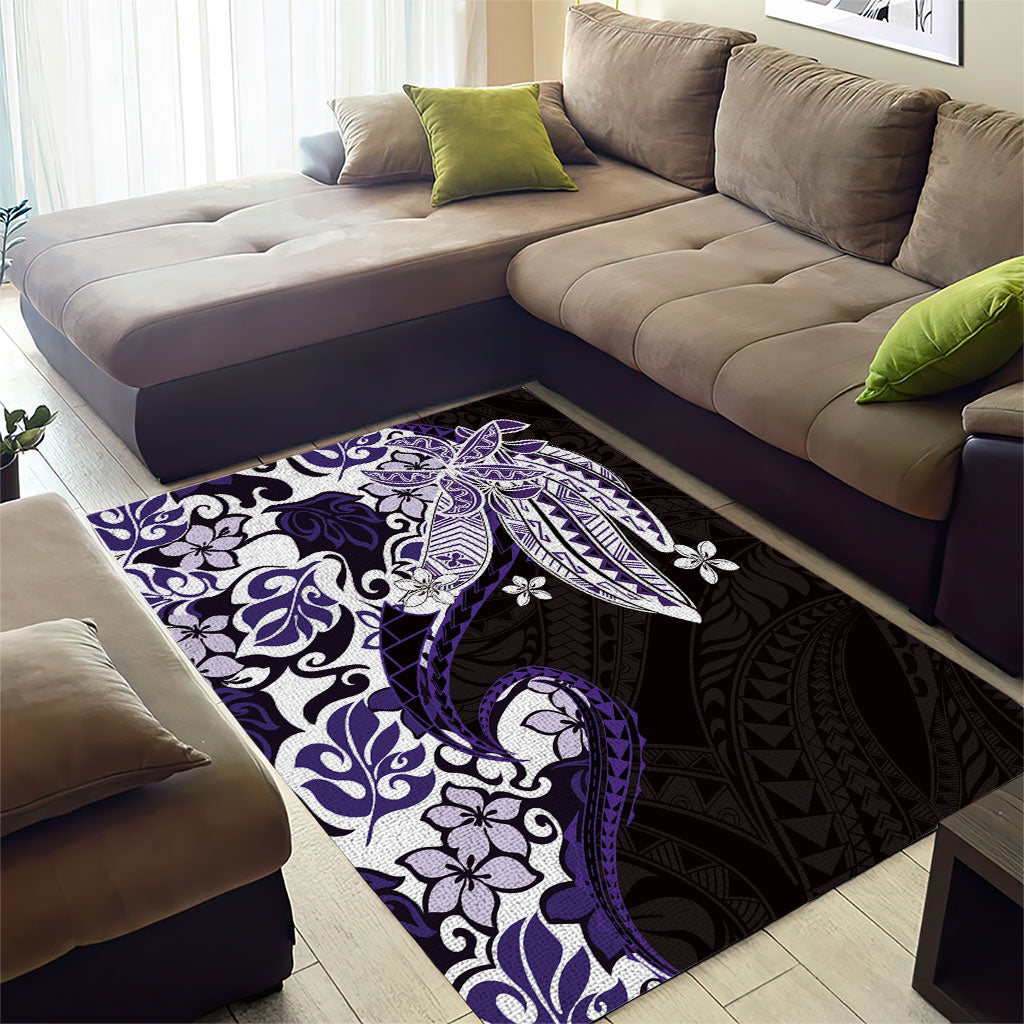 Monstera Plumeria Flowers Purple Area Rug Polynesian Pattern LT01 - Polynesian Pride