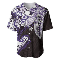 Monstera Plumeria Flowers Purple Baseball Jersey Polynesian Pattern