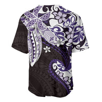 Monstera Plumeria Flowers Purple Baseball Jersey Polynesian Pattern