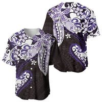 Monstera Plumeria Flowers Purple Baseball Jersey Polynesian Pattern