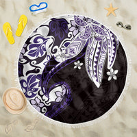 Monstera Plumeria Flowers Purple Beach Blanket Polynesian Pattern