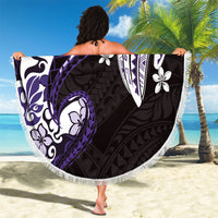 Monstera Plumeria Flowers Purple Beach Blanket Polynesian Pattern