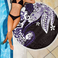 Monstera Plumeria Flowers Purple Beach Blanket Polynesian Pattern